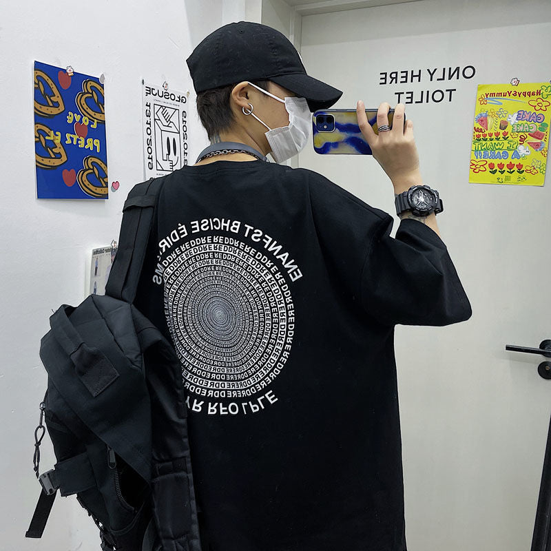 Fashion Loose Circle Full Print Summer Short-sleeved T-shirt