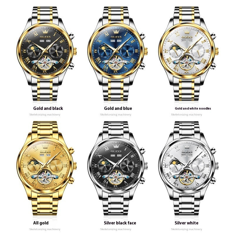 OLEVS Men’s Business Mechanical Watch – Waterproof, Multi-Function, Luxury Design