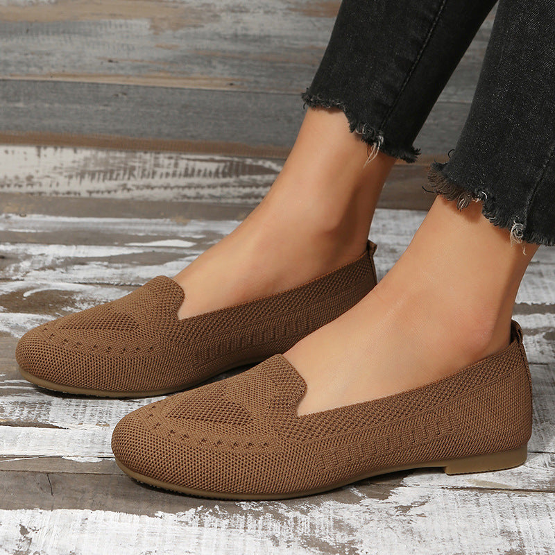 Fly Woven Mesh Low-cut Slip-on Lazy Flat Women's Casual Shoes