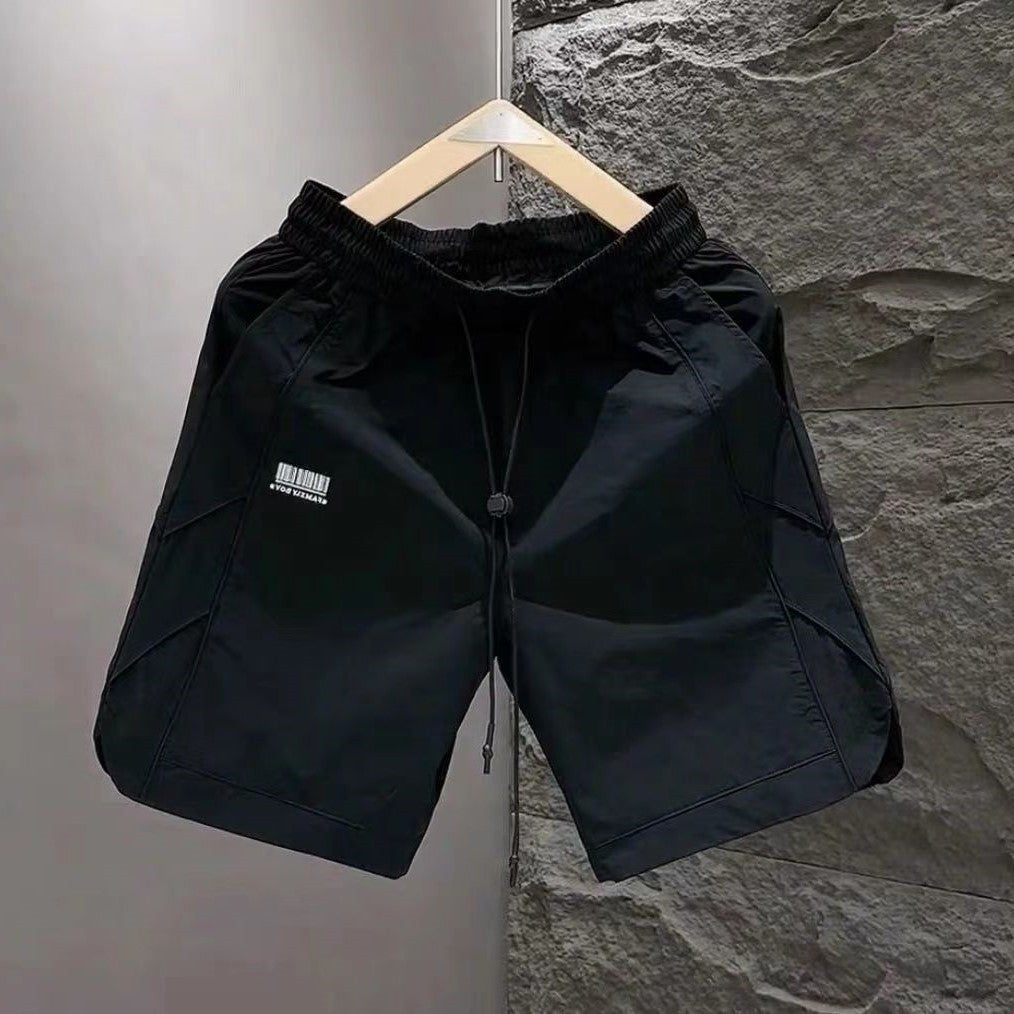 Trendy Embroidered Shorts Beach Ice Silk Breathable Casual