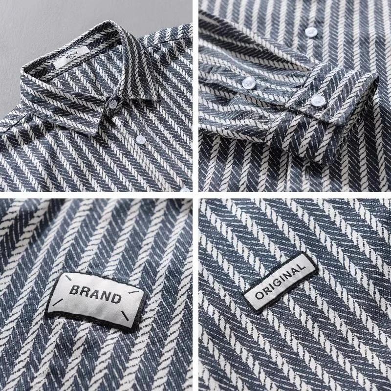 Spring Men's Collar Shirt Jacket Personalized Striped