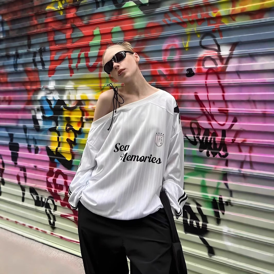 American-style Shoulder Long Sleeve Letter Printed Sweatshirt