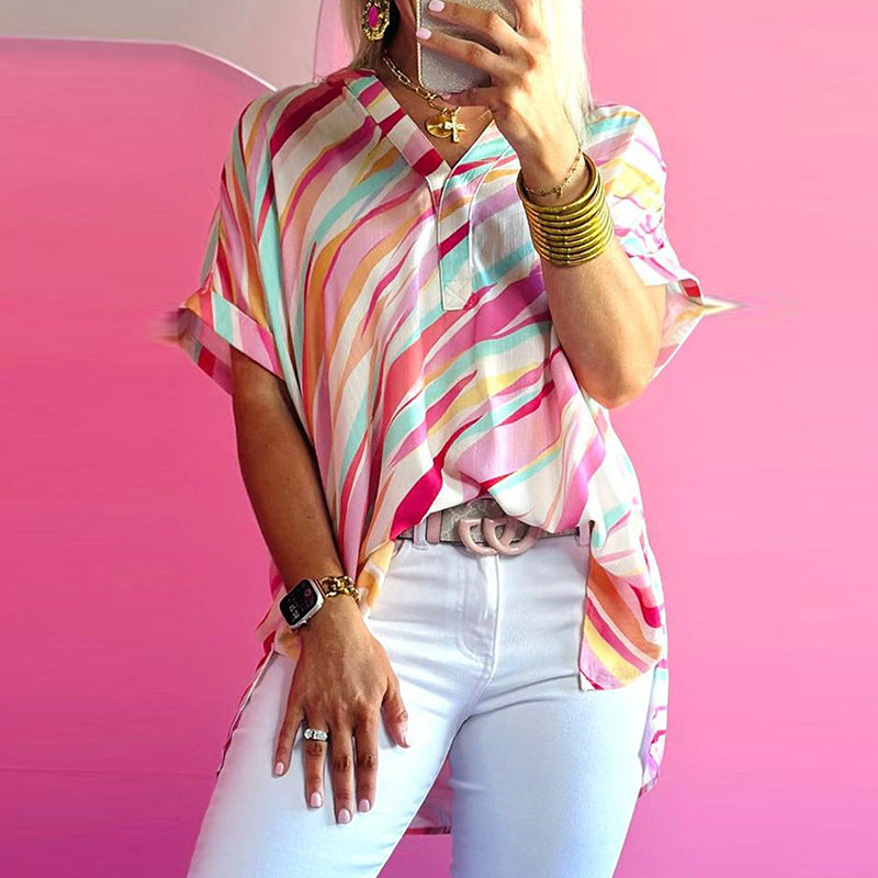 Color Blocking Half Sleeve Top