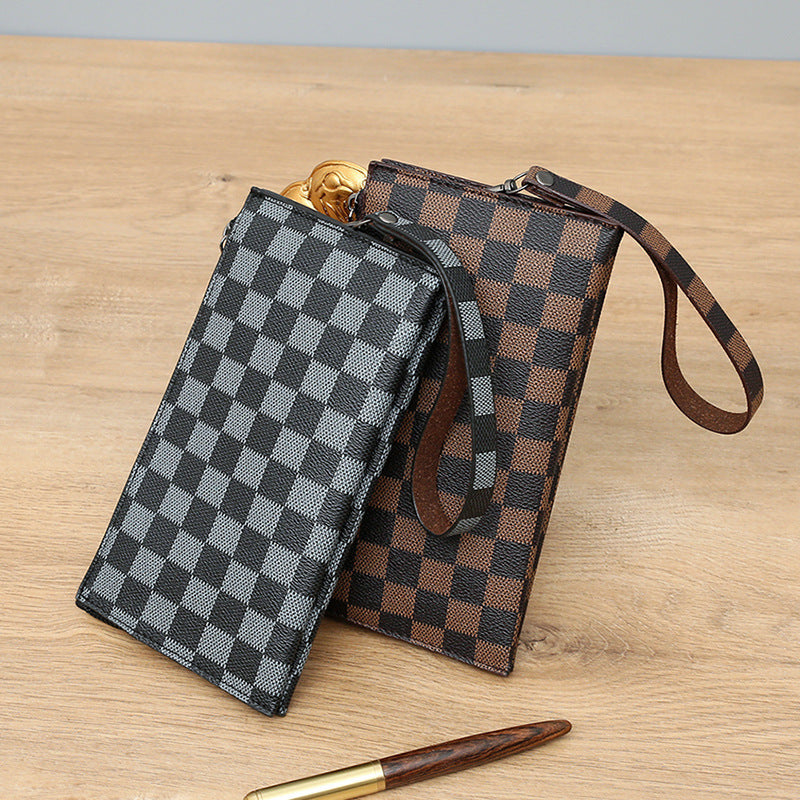 Fashion Personality Plaid Zipper Men's Wallet