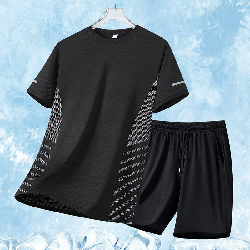 Loose And High-elastic Quick-drying Sports Casual T-shirt Shorts Suit