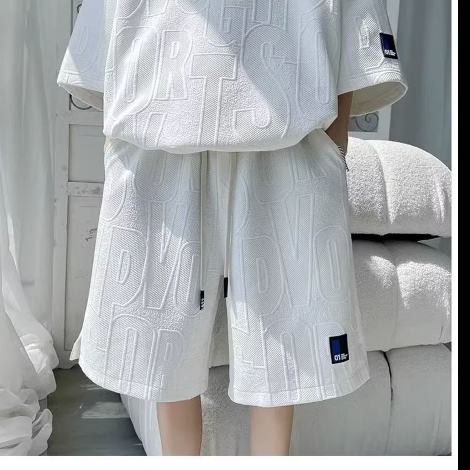 Men's Loose Leisure Sports Short-sleeved Shorts Two-piece Set