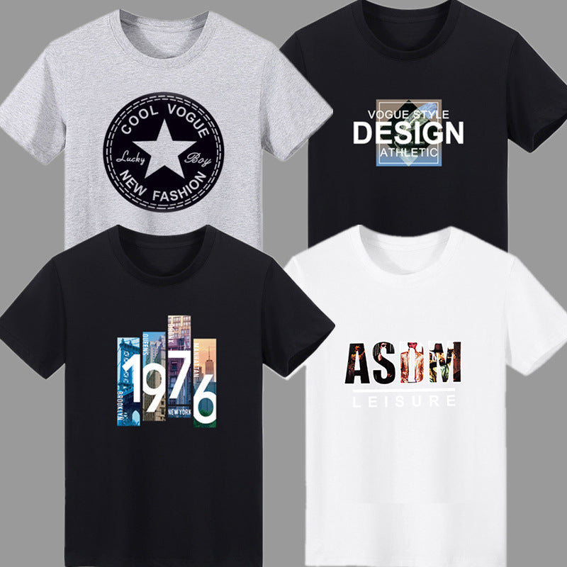 Men's Short-sleeved T-shirt Summer Ice Silk Casual Print Top