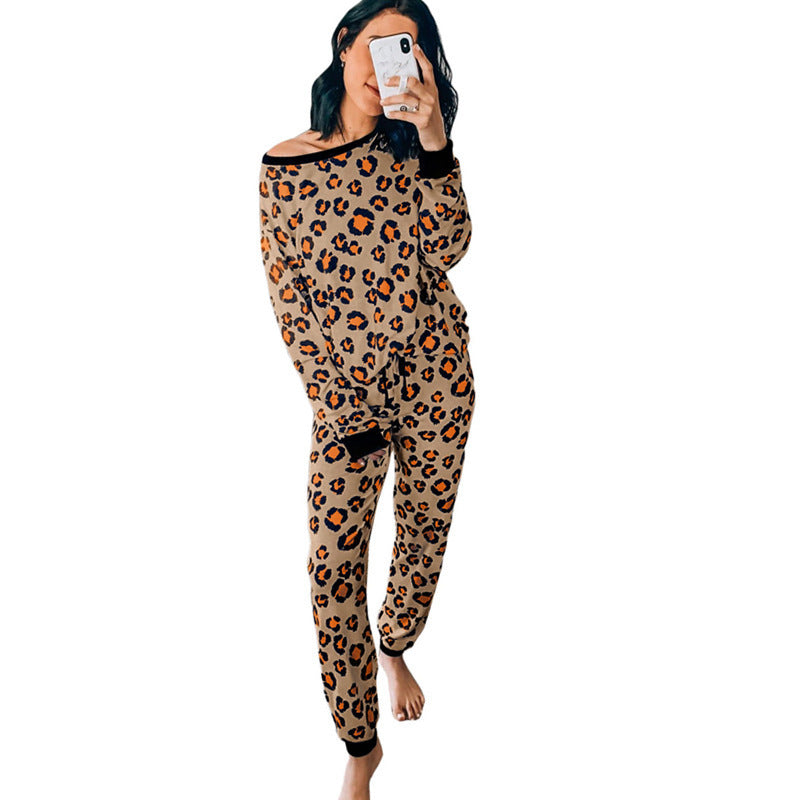 Leopard Print Home Service 2-piece Set Women