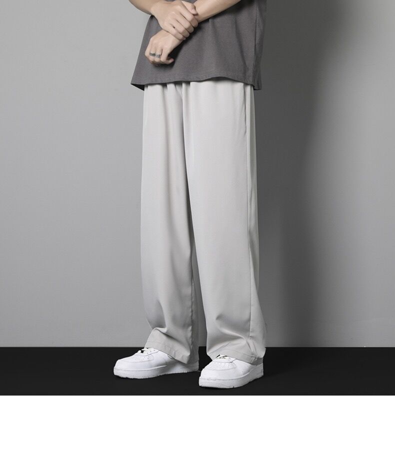 Pants Men's Thin Ice Silk Trousers Casual Trousers Straight Draping