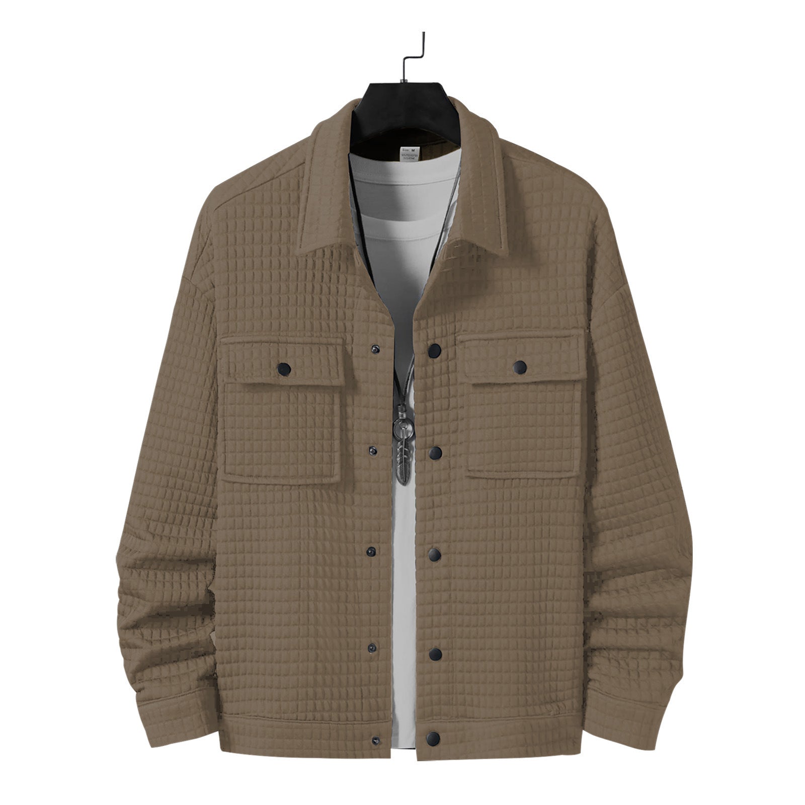 Men's Casual Jacquard Plaid Baggy Coat Shirt