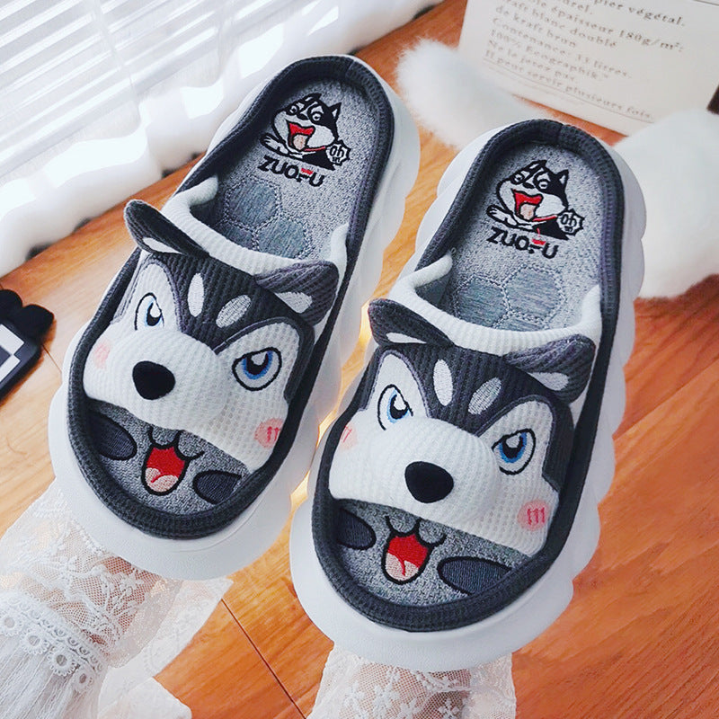 Fashion Four Seasons Linen Slippers Indoor Home Women
