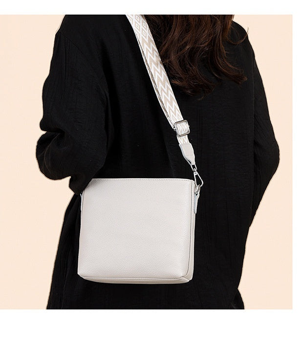 Solid Color Broadband One-shoulder Crossbody High Sense Simple Bucket Bag