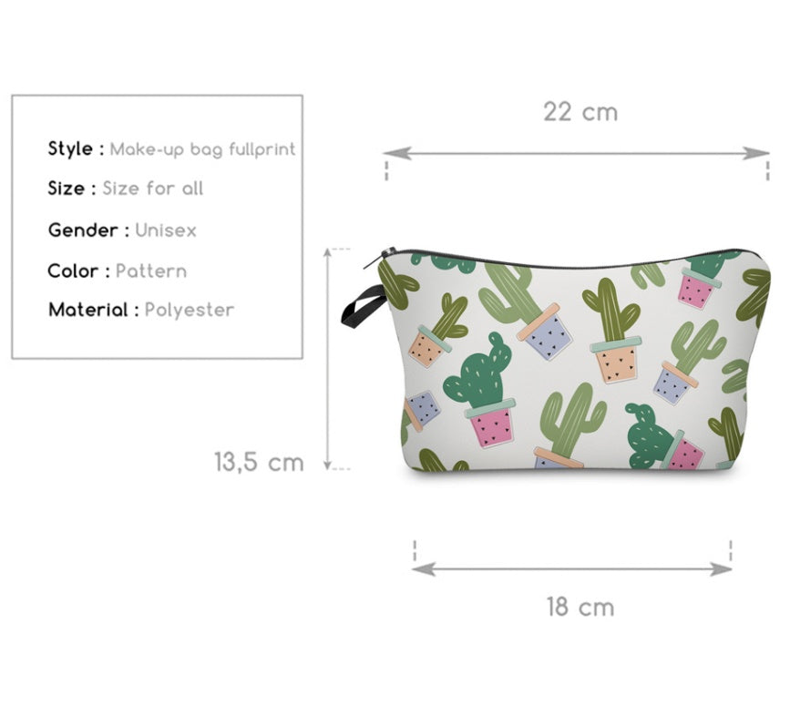 Cactus 3D Print Cosmetic Bag