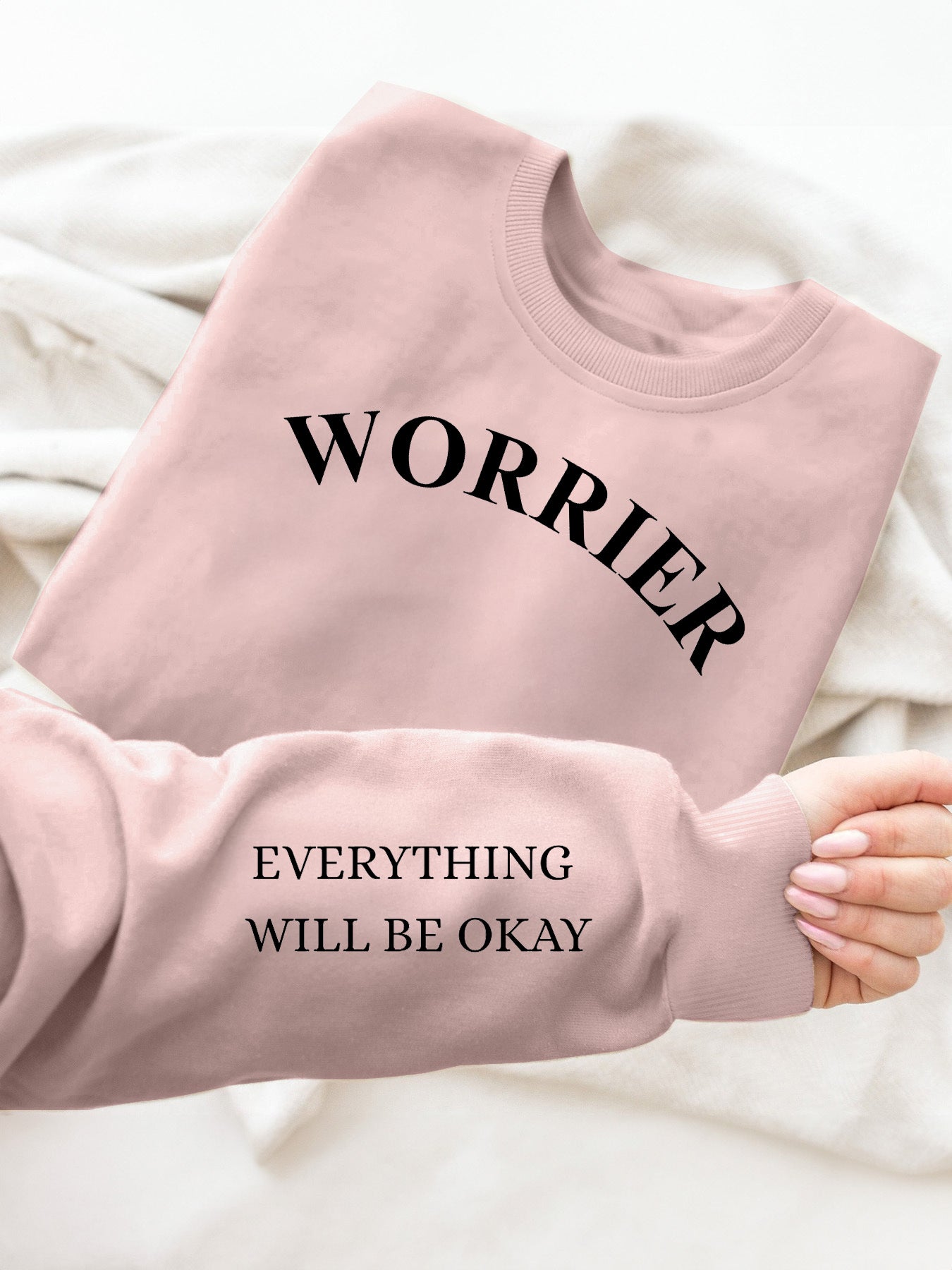 Vibrant Letter Print Crew Neck Sweatshirt Soft