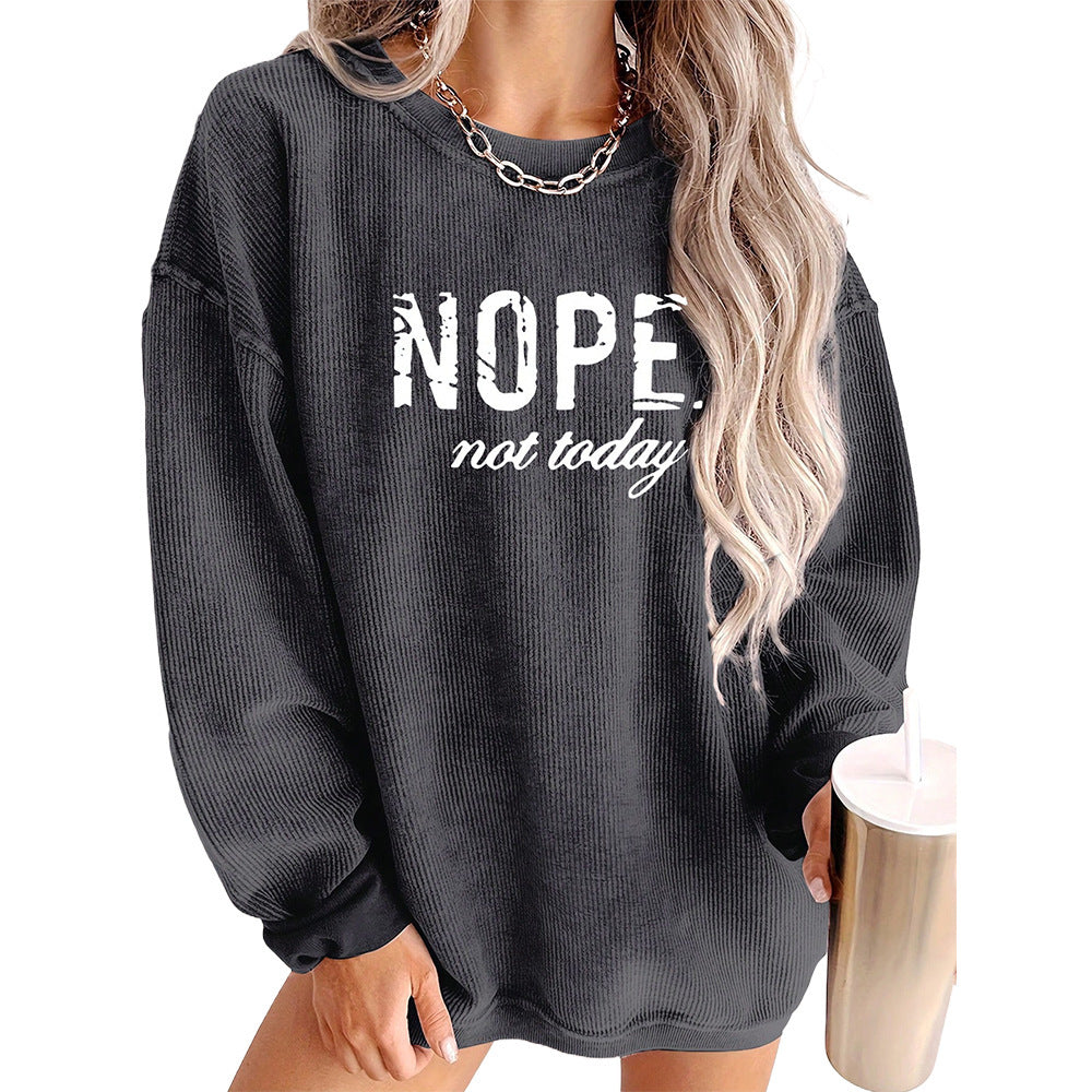 European American Fashion Floral Print Loose Version Long Sleeve T-shirt