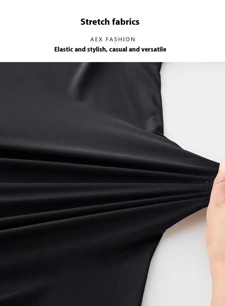 Ice Silk Pants Men's Hong Kong Style Summer Thin Loose Straight Casual Trousers