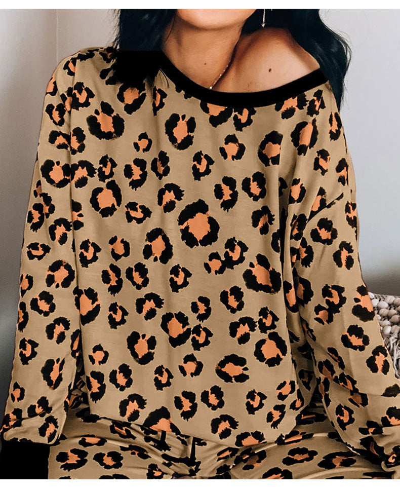 Leopard Print Home Service 2-piece Set Women
