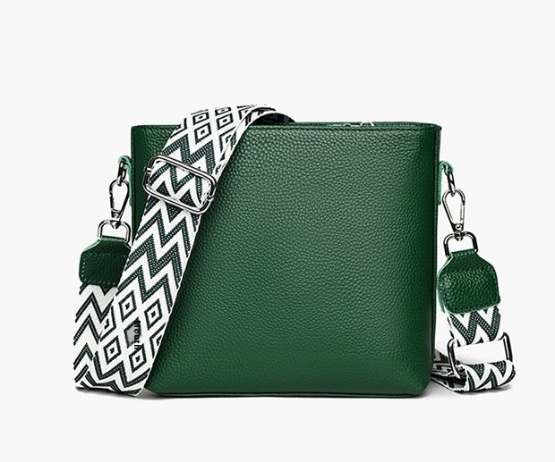 Solid Color Broadband One-shoulder Crossbody High Sense Simple Bucket Bag