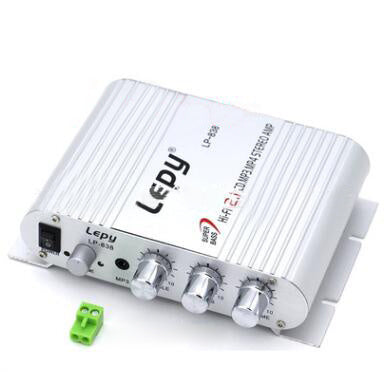 Le Pai LP-838 car home 12V computer amplifier 2.1 channel with subwoofer adjustment small amplifier
