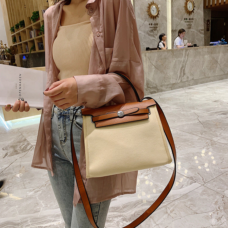 Large-capacity bag, versatile casual fashion, Hong Kong style, shoulder-slung handbag