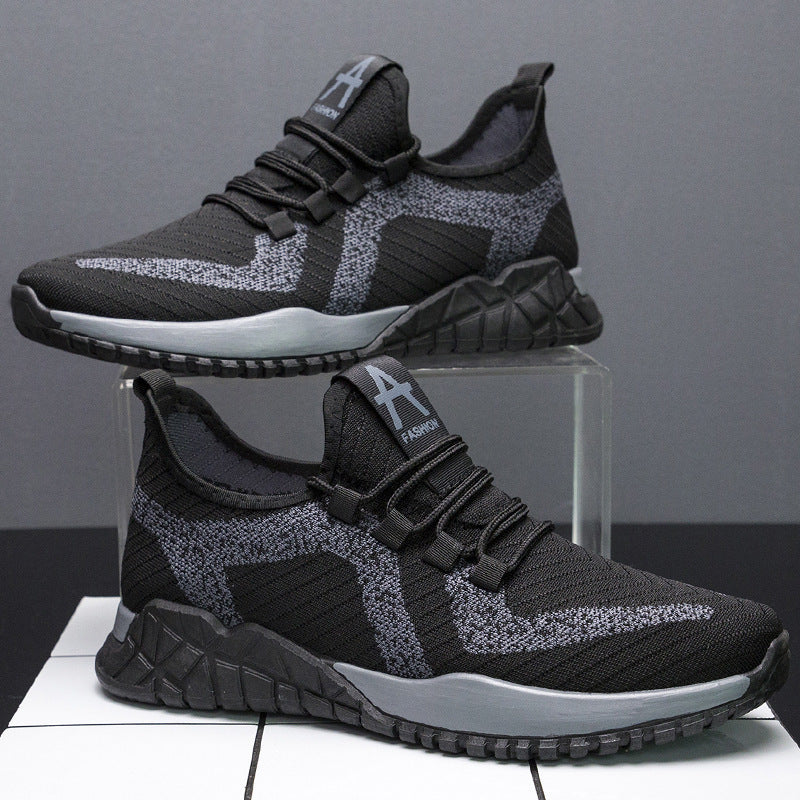 Trendy Running Shoes Student Flying Knitted Sports Men'S Shoes