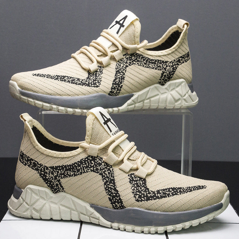 Trendy Running Shoes Student Flying Knitted Sports Men'S Shoes