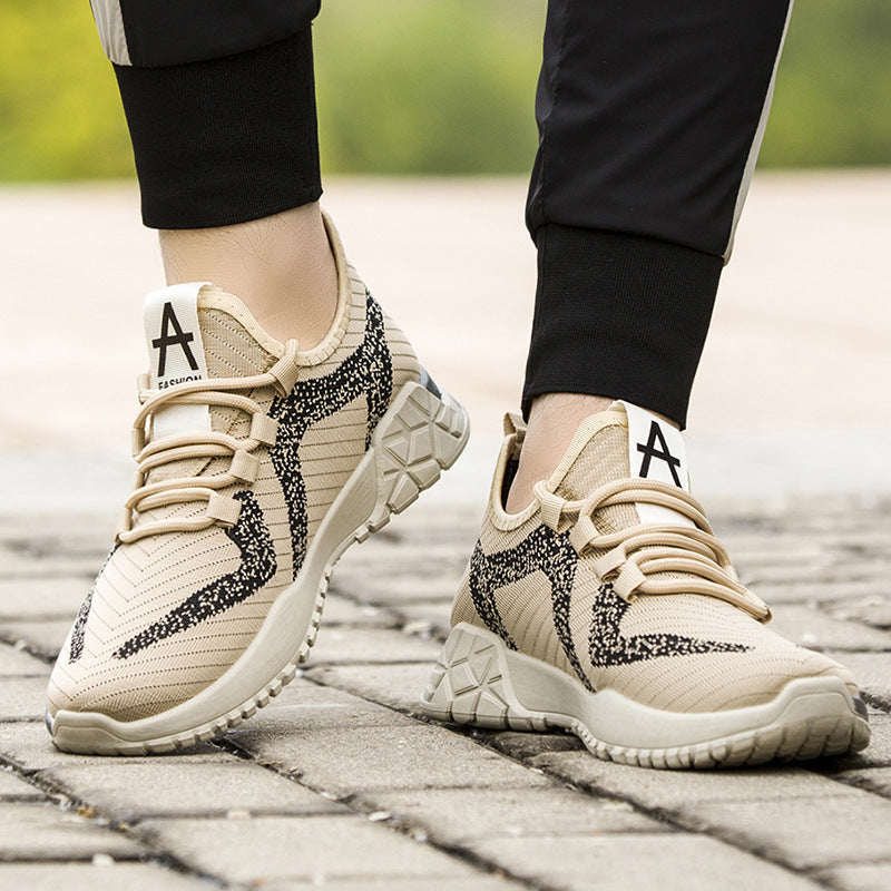 Trendy Running Shoes Student Flying Knitted Sports Men'S Shoes