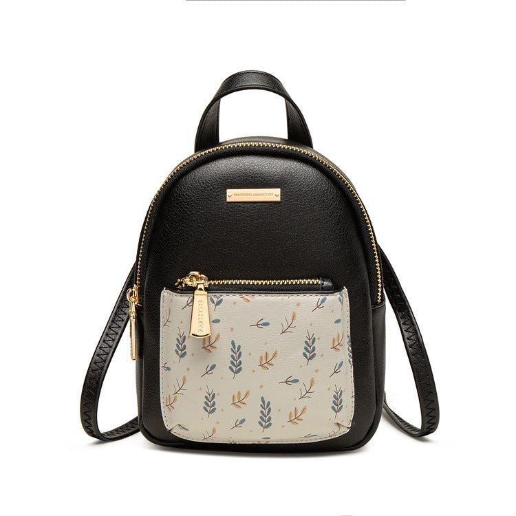Fashion small printed zipper dual-use backpack