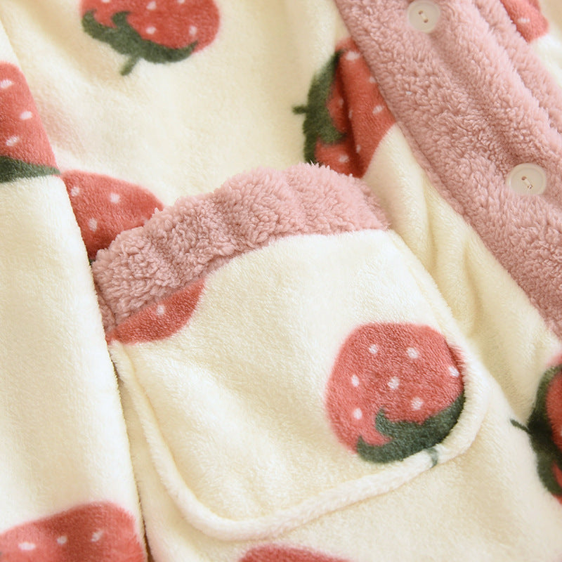 Home Wear Flannel Plus Size Women Winter Thickened Thermal Coral Fleece Suit