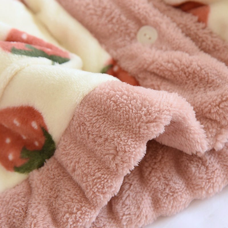 Home Wear Flannel Plus Size Women Winter Thickened Thermal Coral Fleece Suit