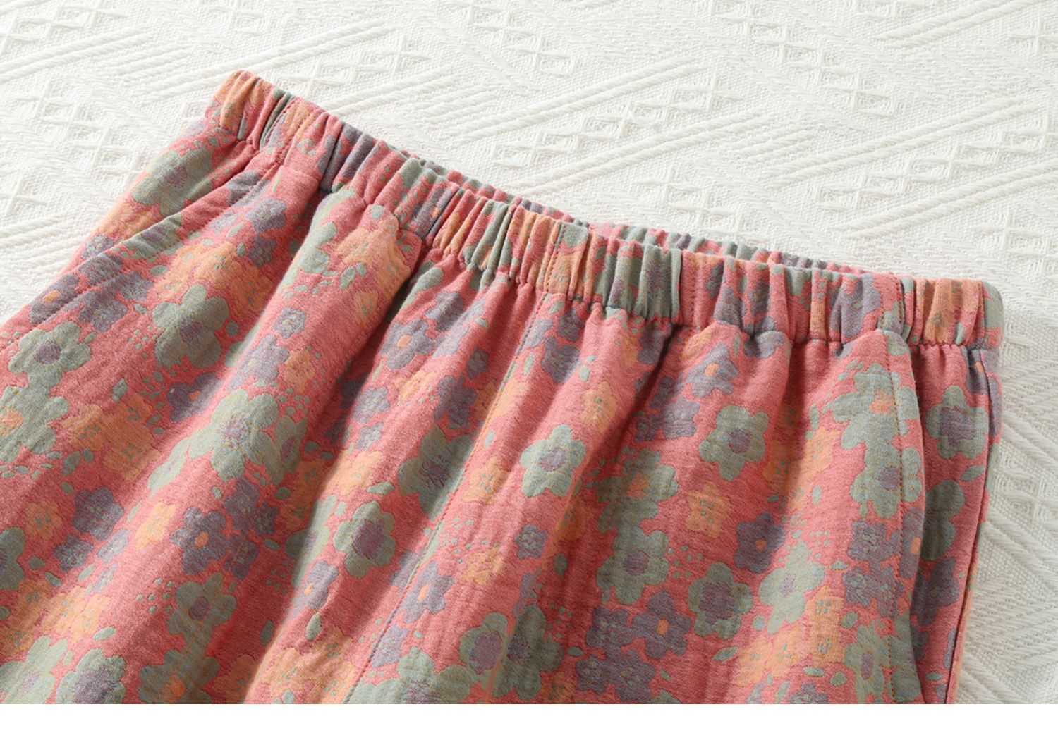 Spring And Autumn Yarn-dyed Pure Cotton Home Trousers For Women