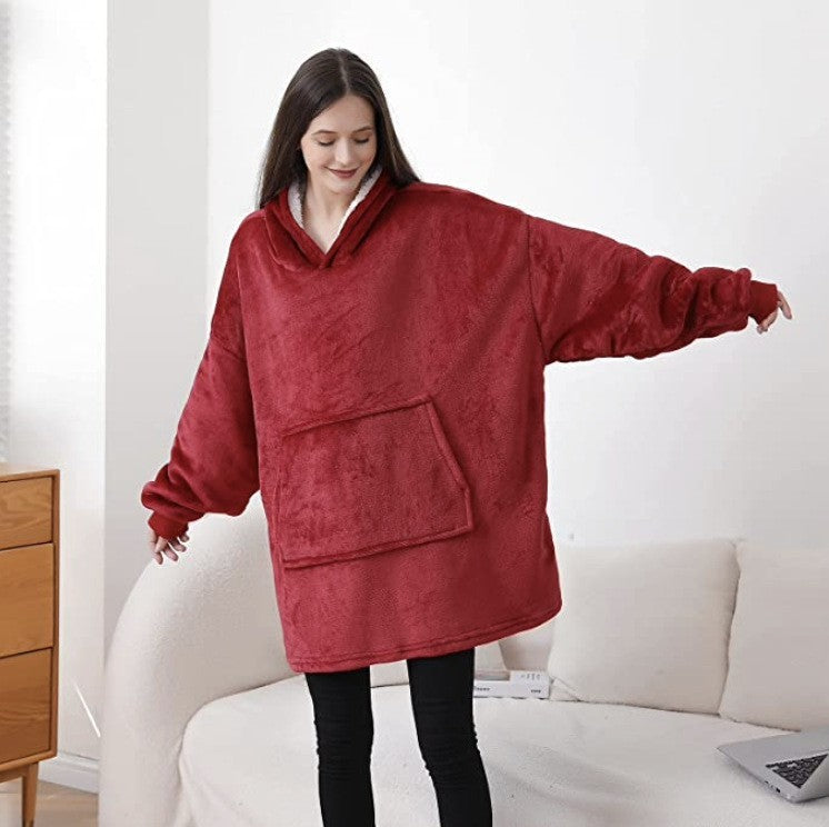 750g Home Fleece Hooded Nightgown Sweater