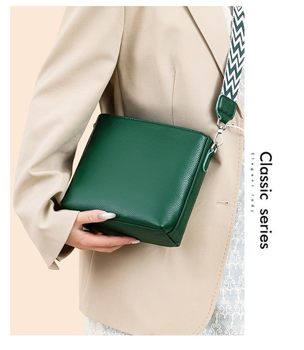 Solid Color Broadband One-shoulder Crossbody High Sense Simple Bucket Bag