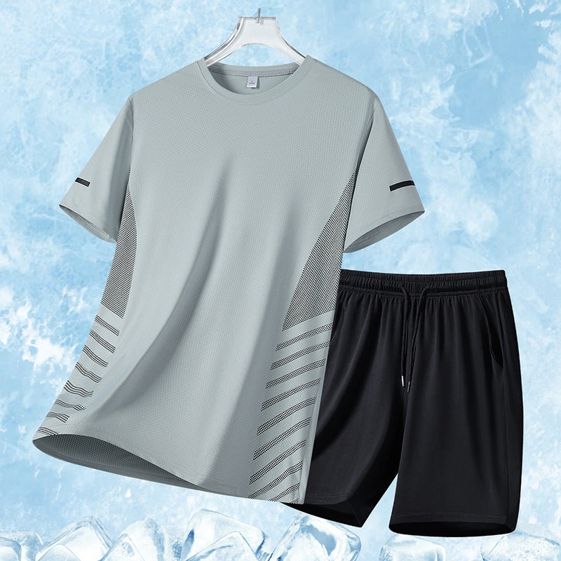 Loose And High-elastic Quick-drying Sports Casual T-shirt Shorts Suit