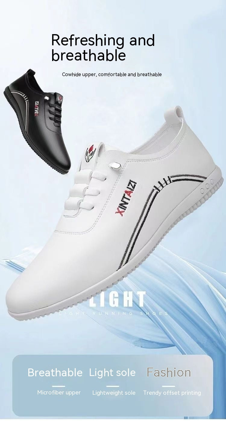 Breathable Lightweight And Thin Type Casual Flat Leather Shoes