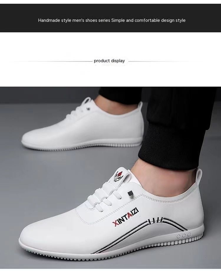 Breathable Lightweight And Thin Type Casual Flat Leather Shoes