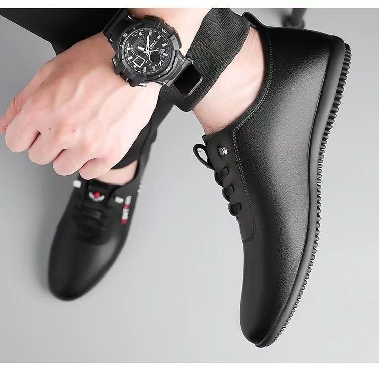 Breathable Lightweight And Thin Type Casual Flat Leather Shoes