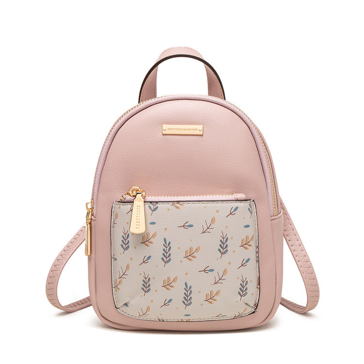 Fashion small printed zipper dual-use backpack