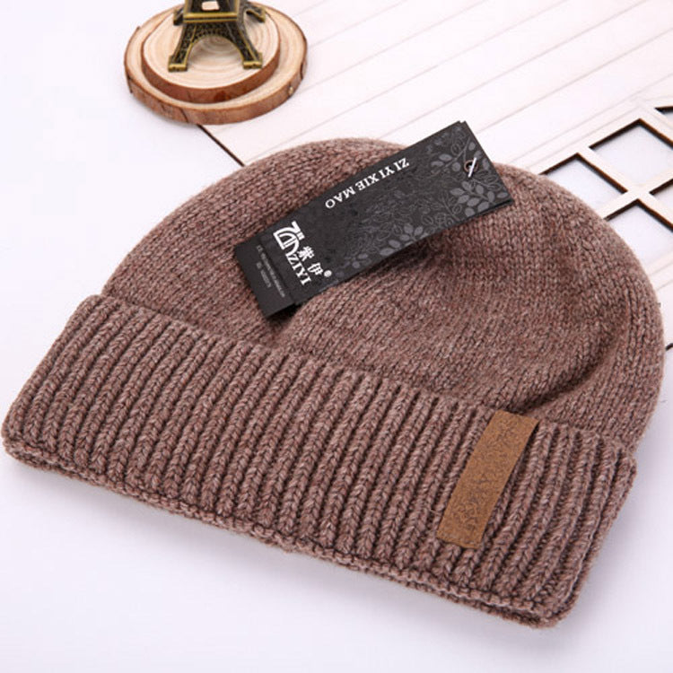 Plus velvet thick double layer men's wool hat