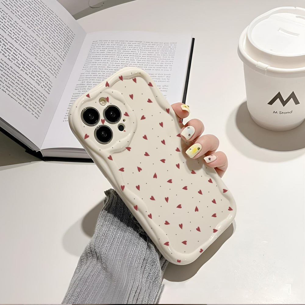 All-inclusive Painted Cream Pattern Heart Mobile Phone Shell