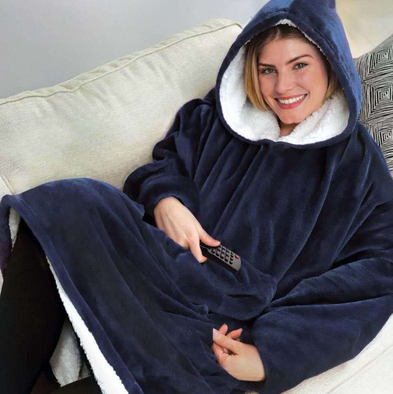 750g Home Fleece Hooded Nightgown Sweater