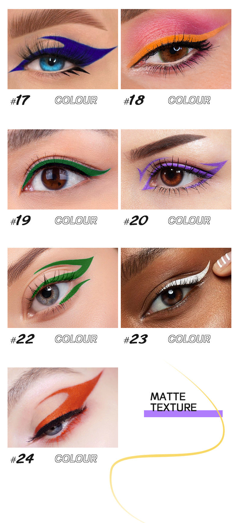 Color Eyeliner Makeup Waterproof Quick-drying Very Fine 24 Colors