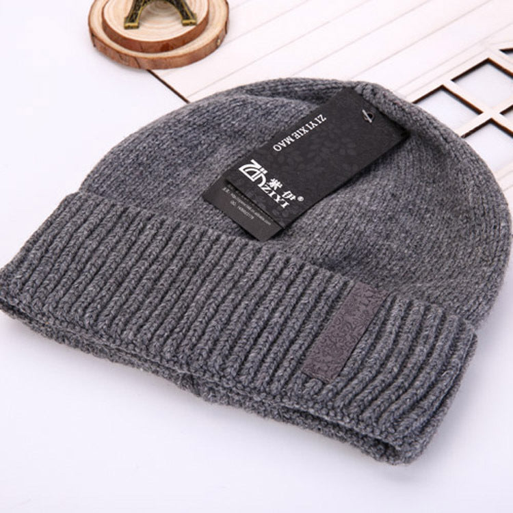 Plus velvet thick double layer men's wool hat