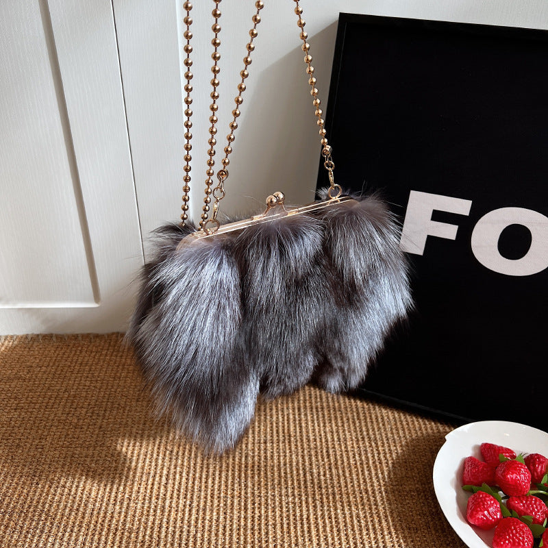 Imitation Fox Fur Women's Shoulder Bag