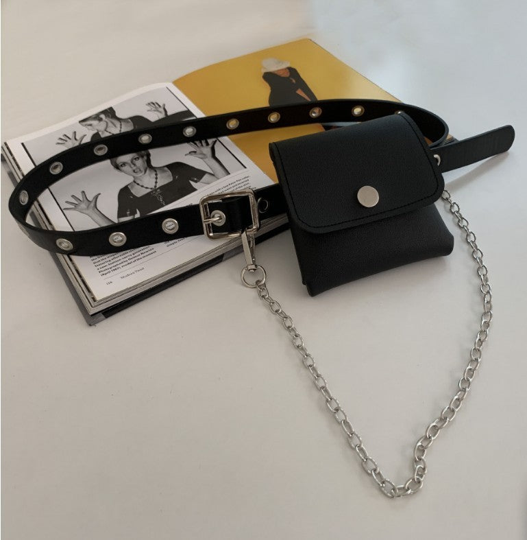 Fashion Punk Style Concave Chain Belt Belt Bag Set
