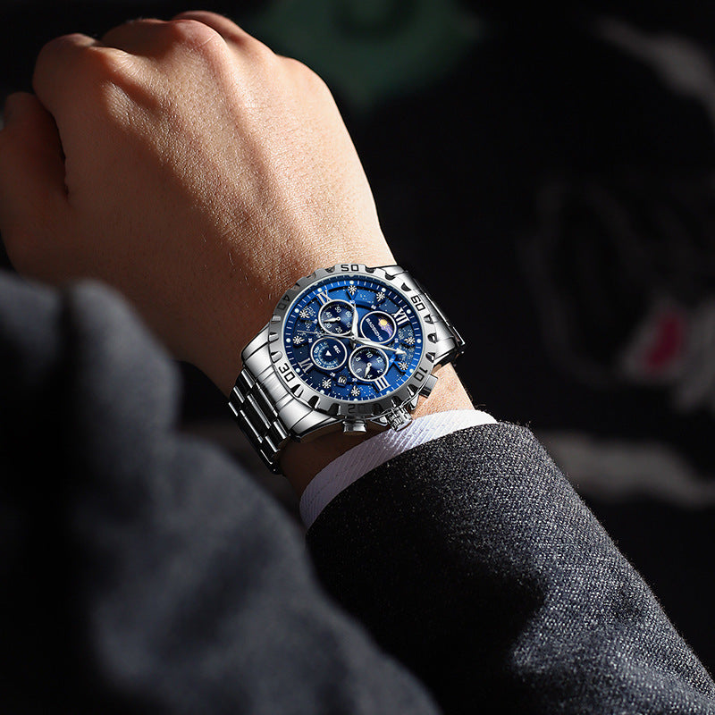 Dadrosser Men’s Waterproof Quartz Watch – Blue Dial, Business & Casual Style