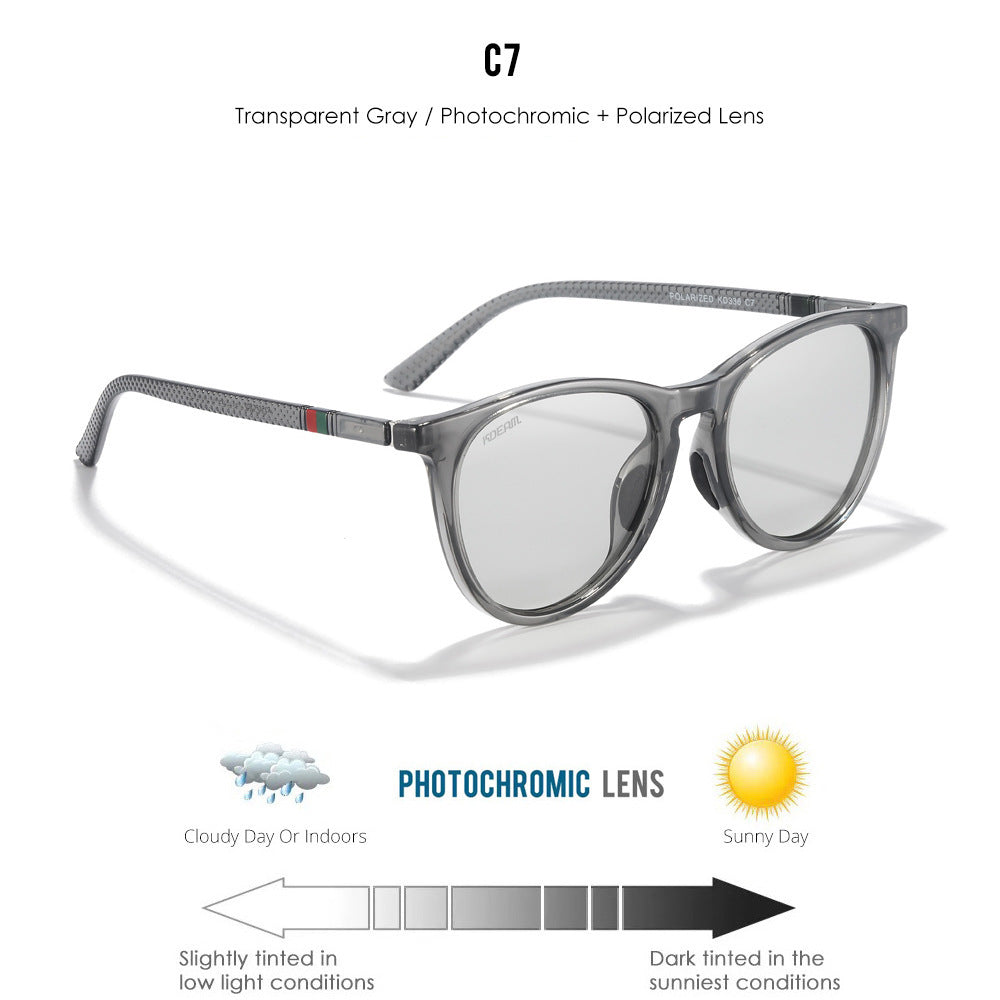 Round Frame Polarized Sunglasses Women's Street Shot Gradient Trendy Glasses