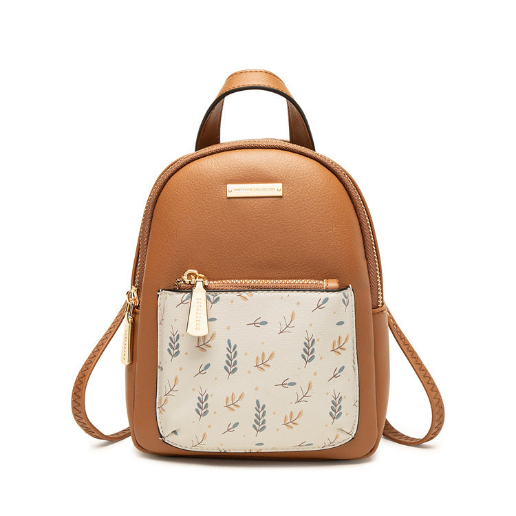 Fashion small printed zipper dual-use backpack