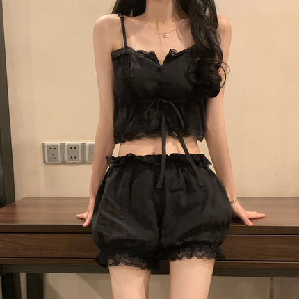 Lace Home Service Vest Suspender Pajamas Women Summer Thin Sexy Two-piece Suit Women