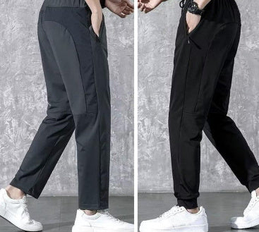 Ice Silk Pants Men's Hong Kong Style Summer Thin Loose Straight Casual Trousers